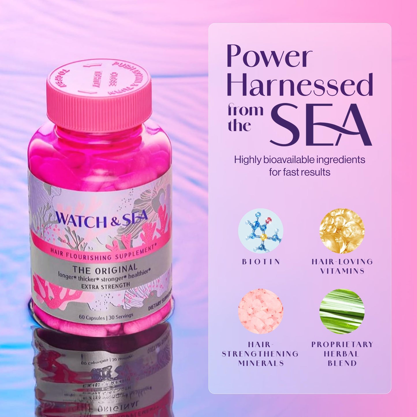 Watch & Sea Extra-Strength Hair Flourishing Capsules – Hair Growth & Thickness