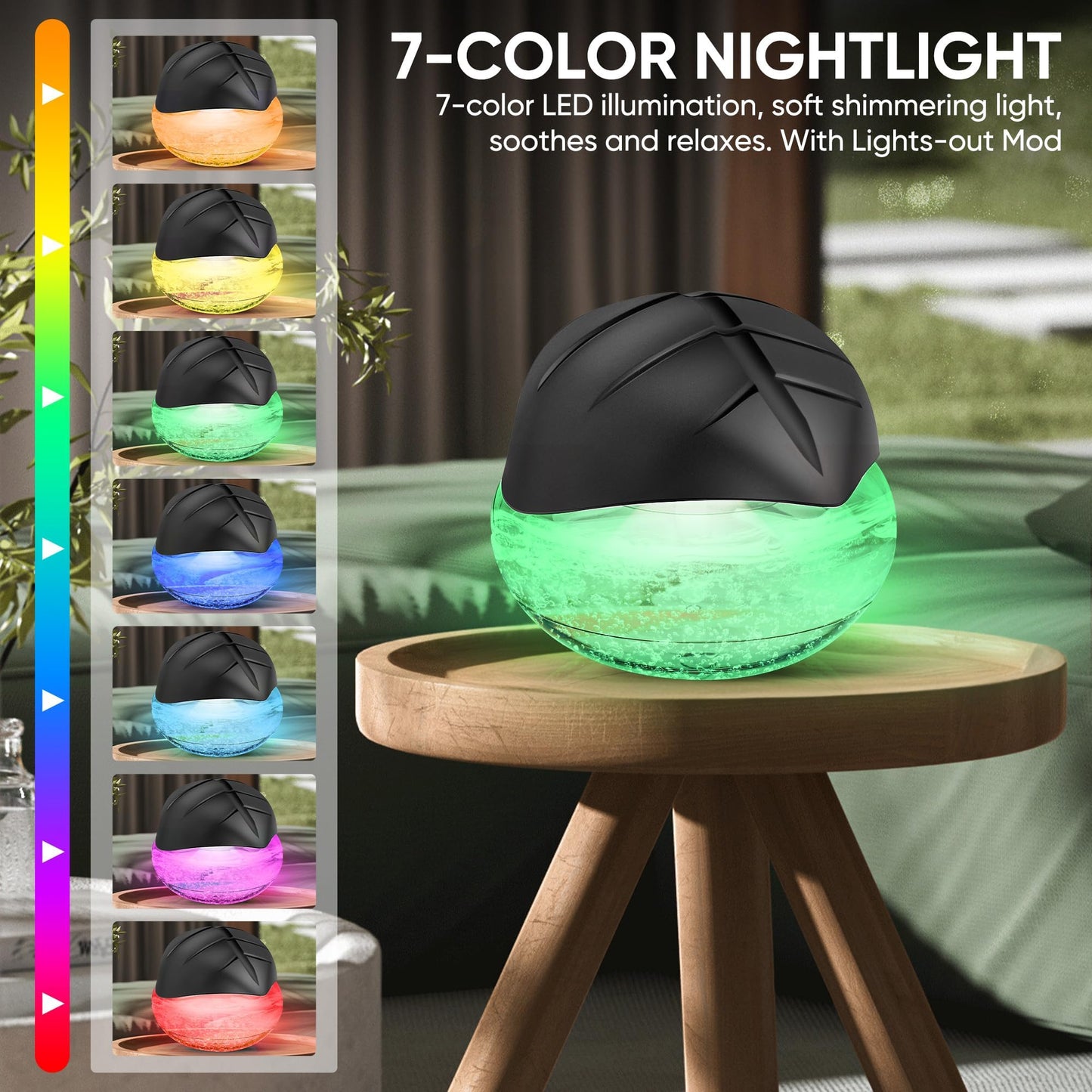 Water Based Aroma Diffuser for Home/Office with LED Night Light - Black