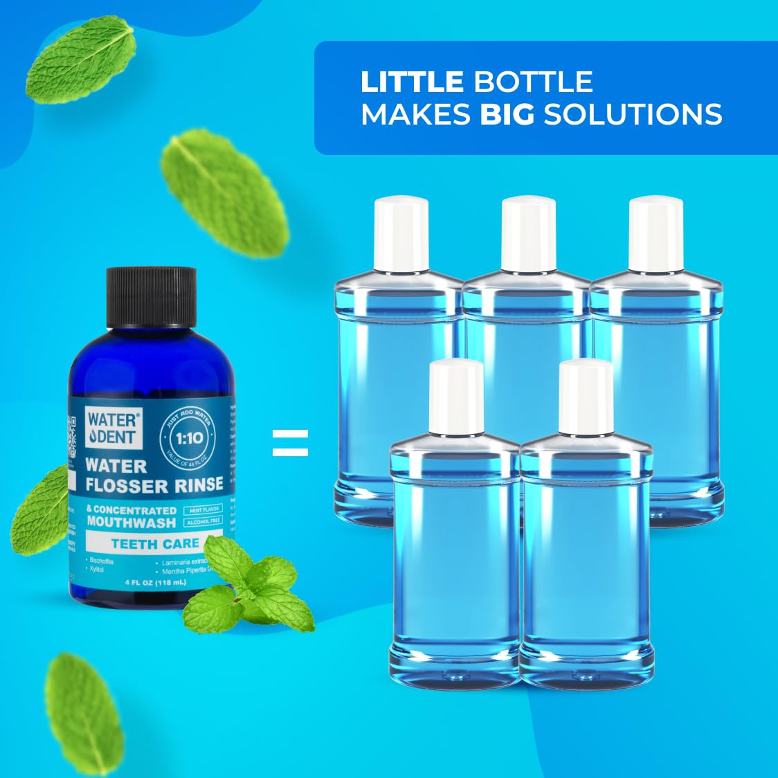 Water Dent Water Flosser Rinse – Concentrate Mouthwash 1:10, Mint