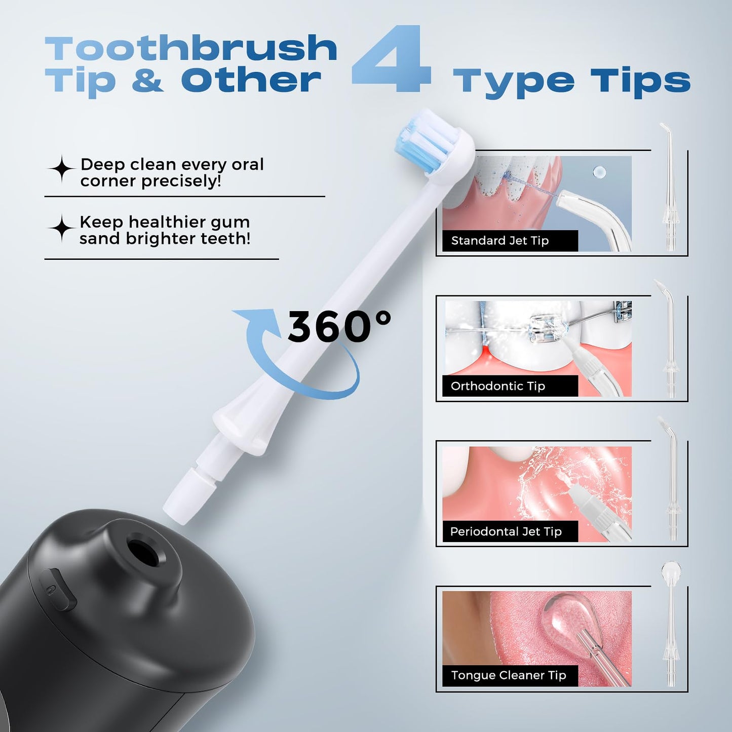 Water Dental Flosser 300ML Portable – 4 Modes Cordless Oral Irrigator | Rechargeable IPX7 Waterproof