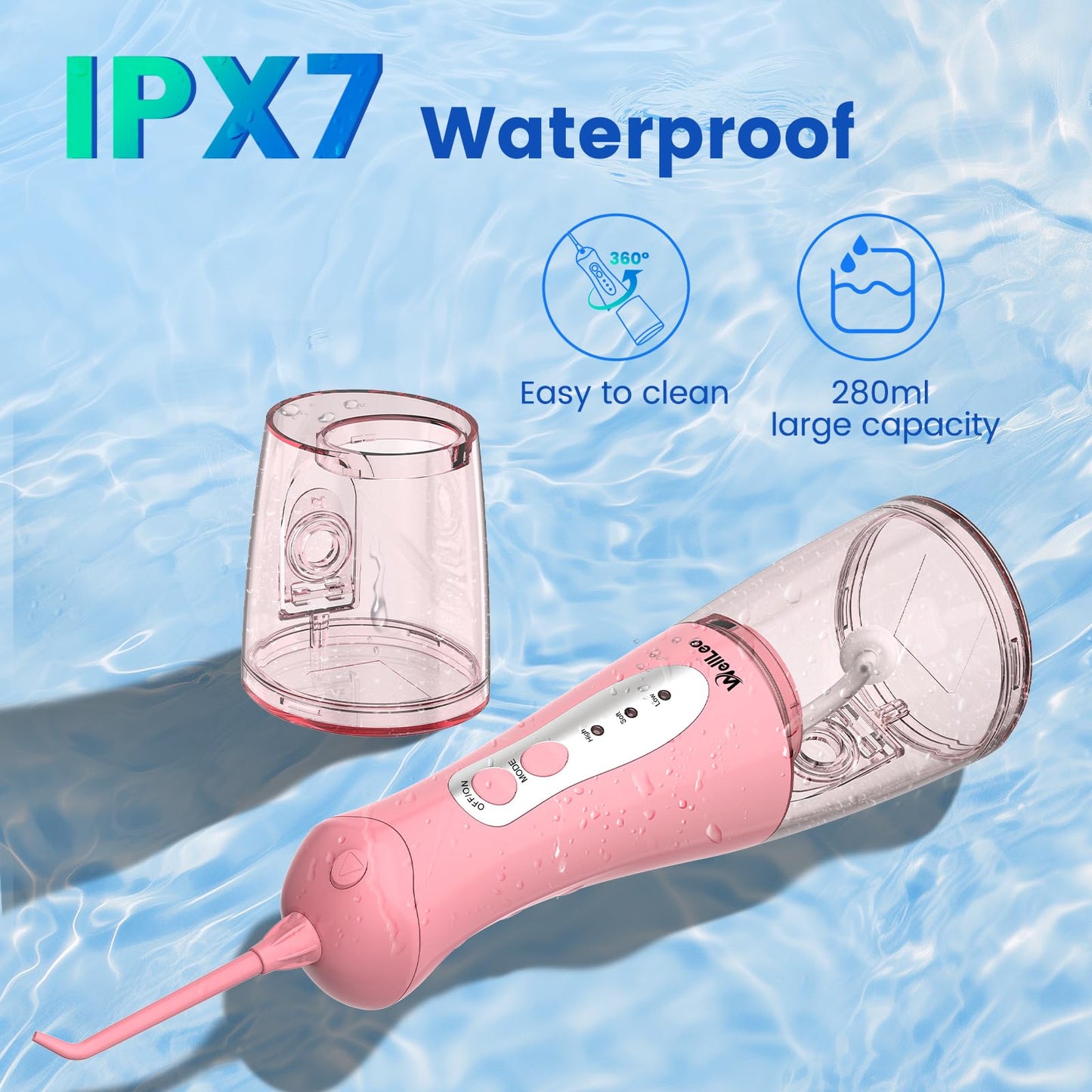 Water Flosser Dental Pick – Portable Oral Irrigator, 5 Jet Tips, IPX7 & Rechargeable