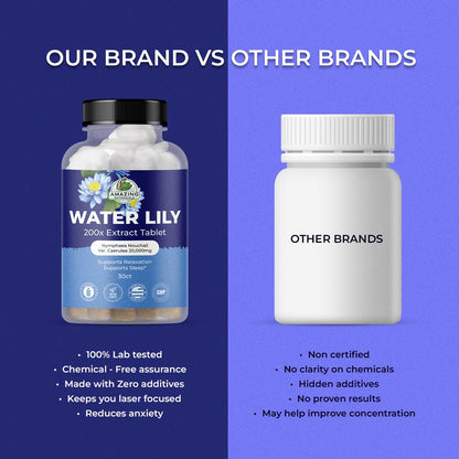 Water Lily 200X Extract Tablets 20,000mg | Relaxation & Sleep | Amazing Botanicals (30 Tablets)