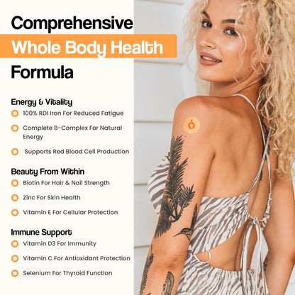 Multivitamin Patches for Women – Iron, Biotin & 26 Vitamins | 8-12h Time-Release