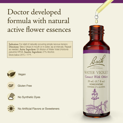 Bach Water Violet Flower Remedy – Connect with Others | 20mL Dropper