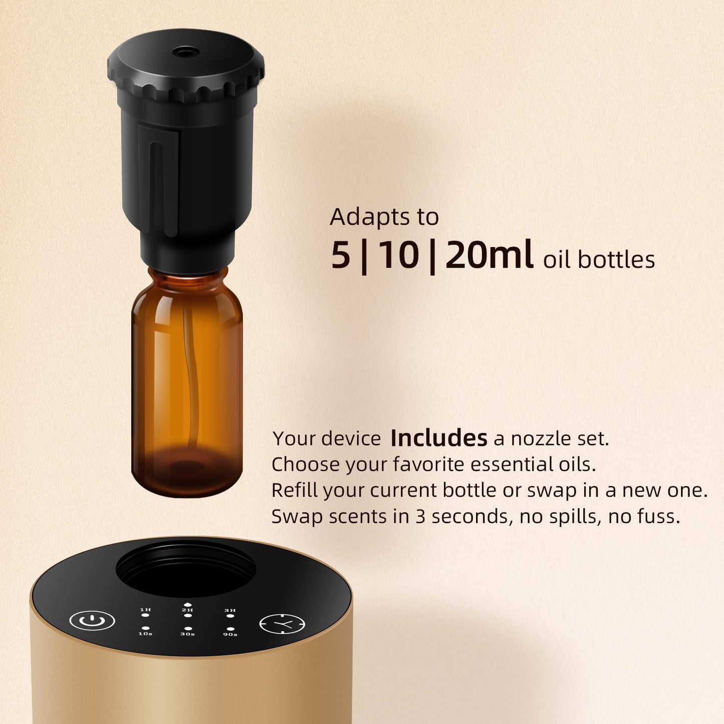 Waterless Battery Car Diffuser with Timing – 3 Mist Levels (Aluminum)
