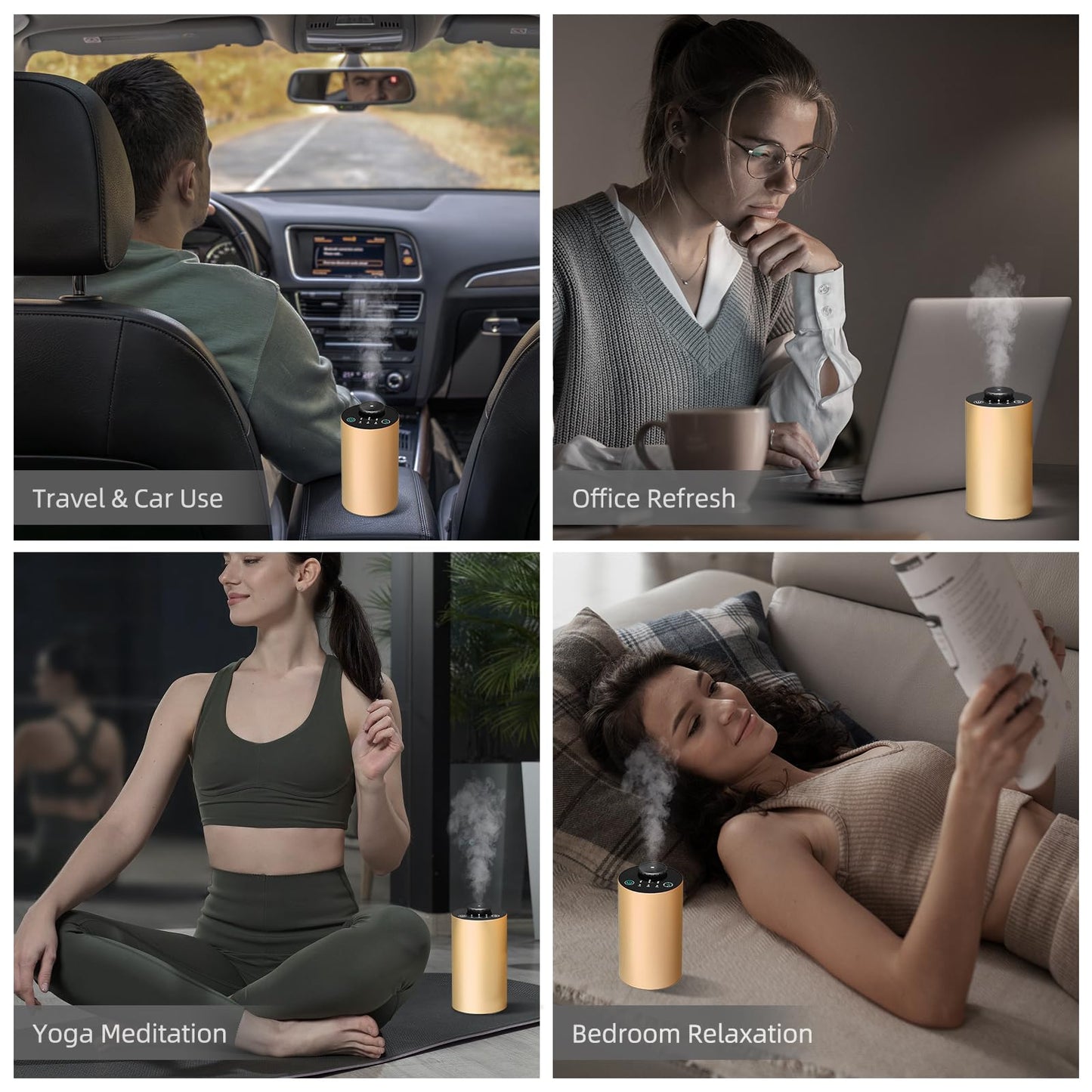 Waterless Battery Car Diffuser with Timing – 3 Mist Levels (Aluminum)