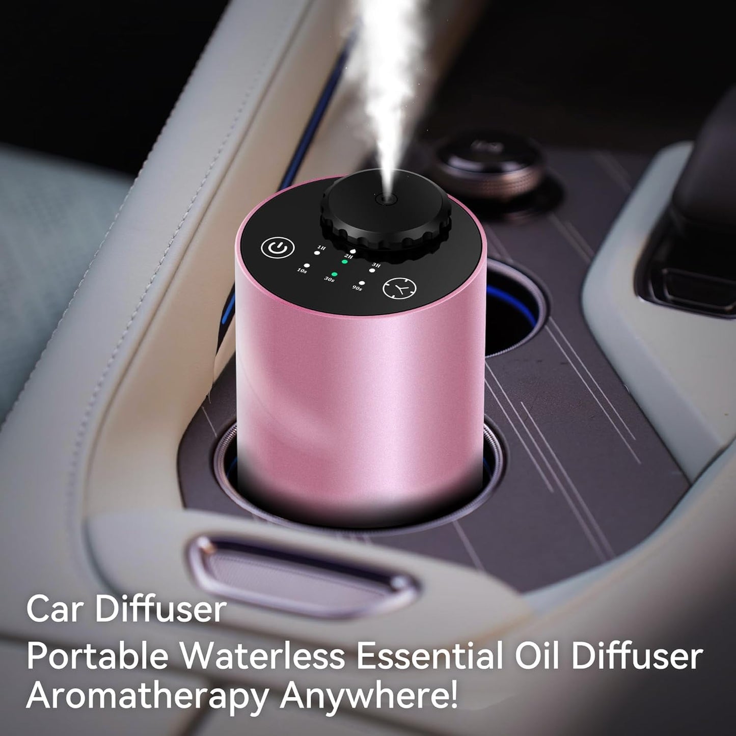 Waterless Battery-Operated Car Diffuser with Timing & 3 Mist Levels | Aluminum Alloy