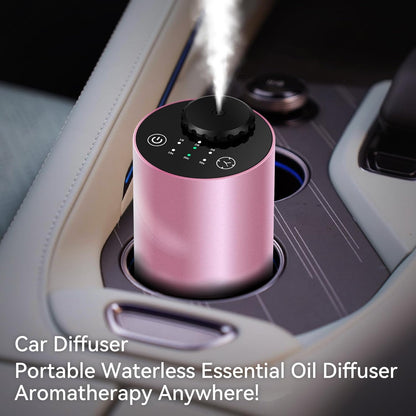 Waterless Battery-Operated Car Diffuser with Timing & 3 Mist Levels | Aluminum Alloy