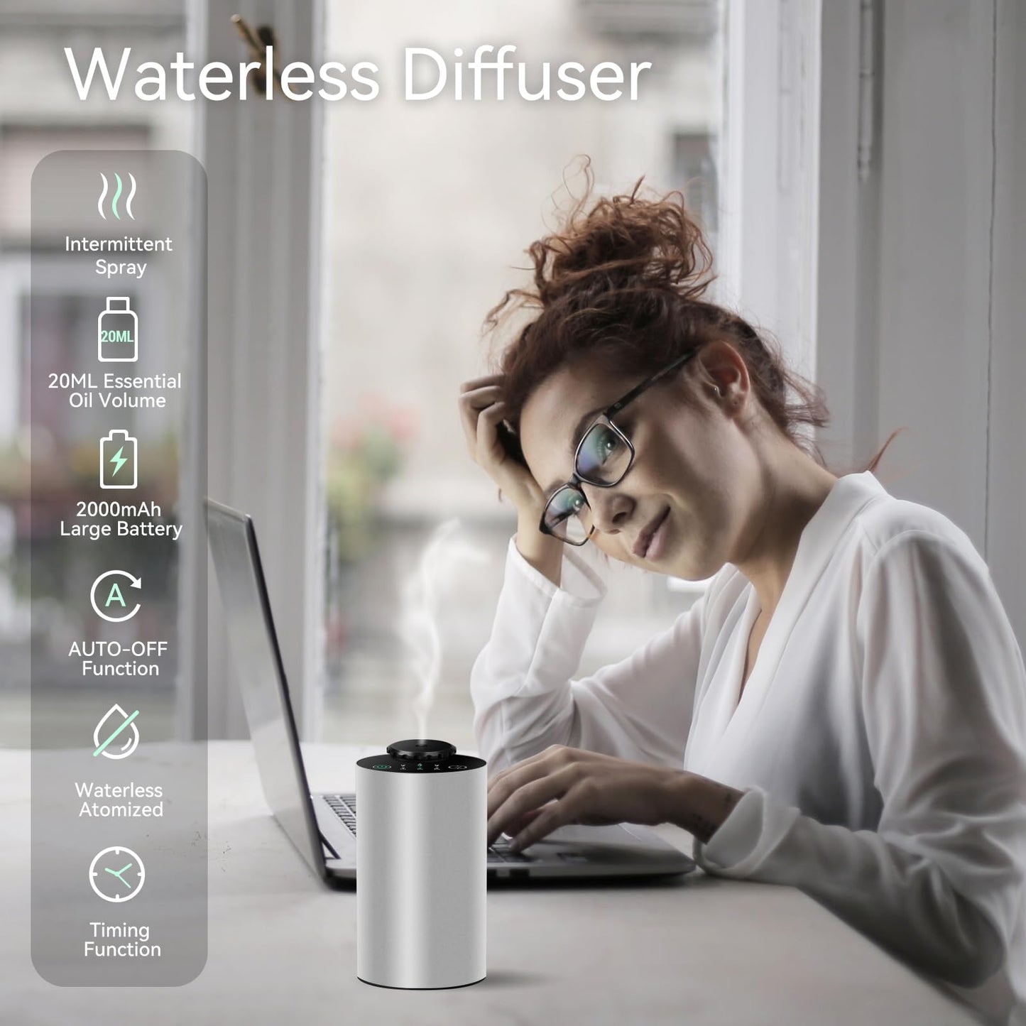 Waterless Car Diffuser – Battery-Operated, Cordless with 3 Mist Levels