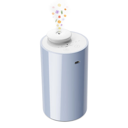 Waterless Essential Oil Diffuser – Battery-Operated Nebulizer, 20mL, 3 Mist Levels, 3 Timers (AN6 Light Steel Blue)