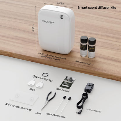 Waterless Essential Oil Diffuser - 400ml Capacity, 3000 Sq Ft Coverage, App & Button Control