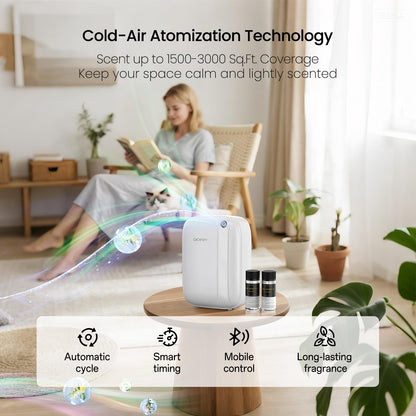 Waterless Essential Oil Diffuser - 400ml Capacity, 3000 Sq Ft Coverage, App & Button Control