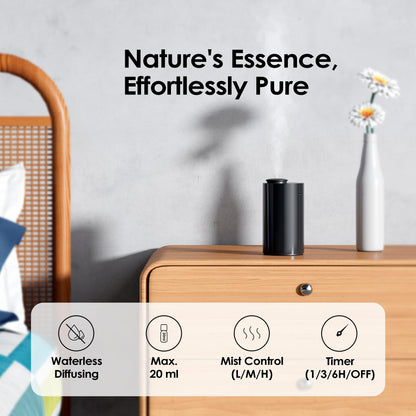 Waterless Essential Oil Diffuser – Battery-Operated Nebulizer, 20mL, 3 Mist Levels, 3 Timers (AN6 Light Steel Blue)