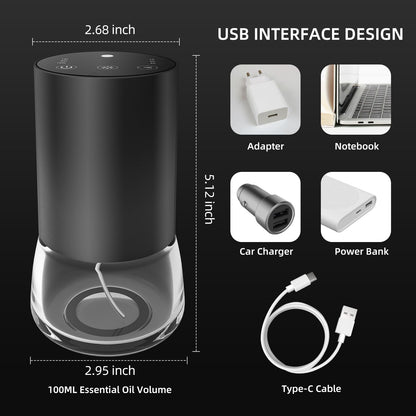 Waterless Diffuser 100ML Battery-Powered Car Diffuser with 7 LED Colors & 3 Mist Levels