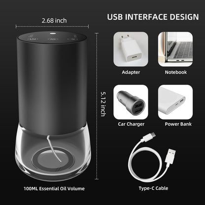 Waterless 100ml Essential Oil Diffuser – Portable Battery Car Diffuser, 7 LED Colors, 3 Mist Levels