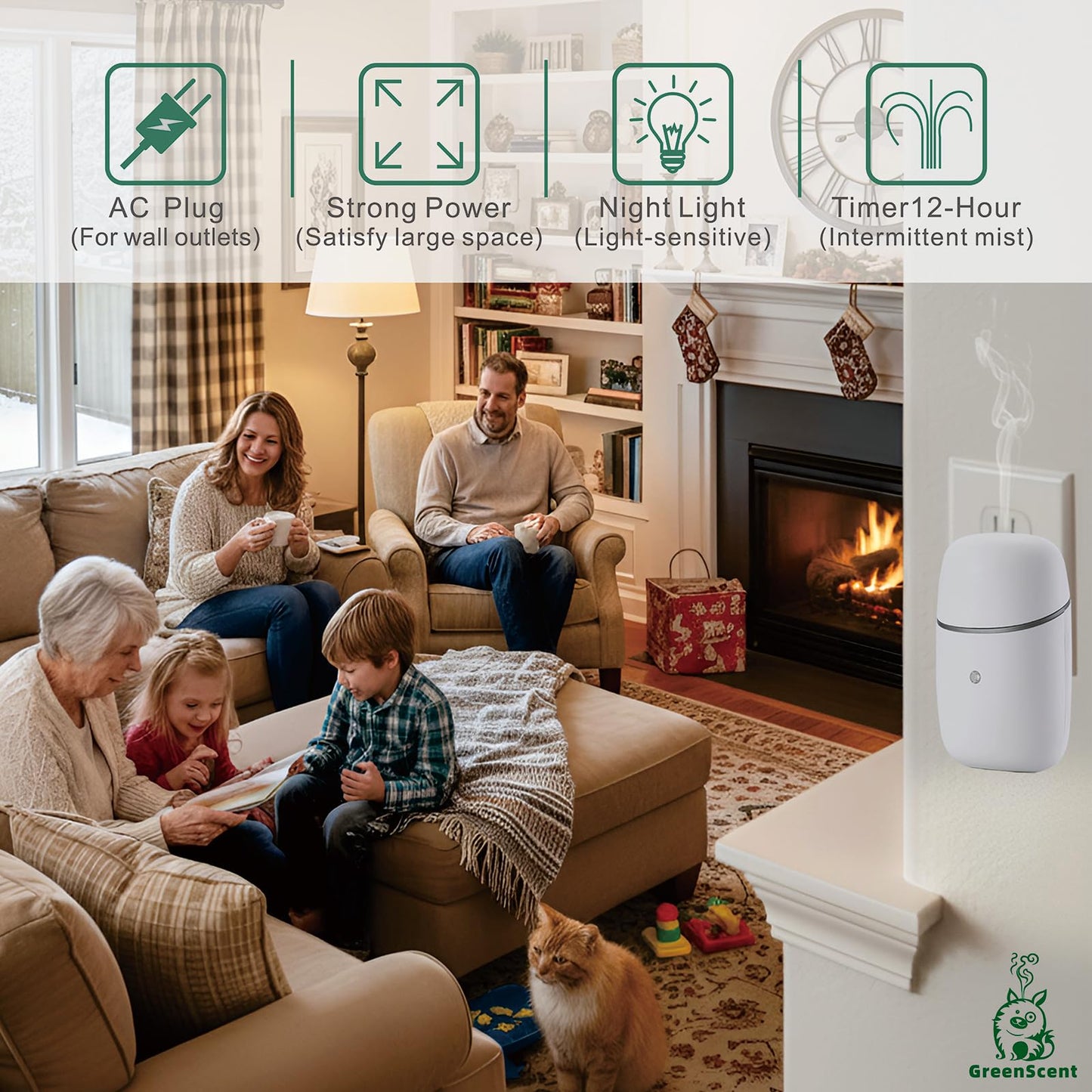 Waterless Essential Oil Diffuser | Dry Mist, 12H Timer, Plug-In