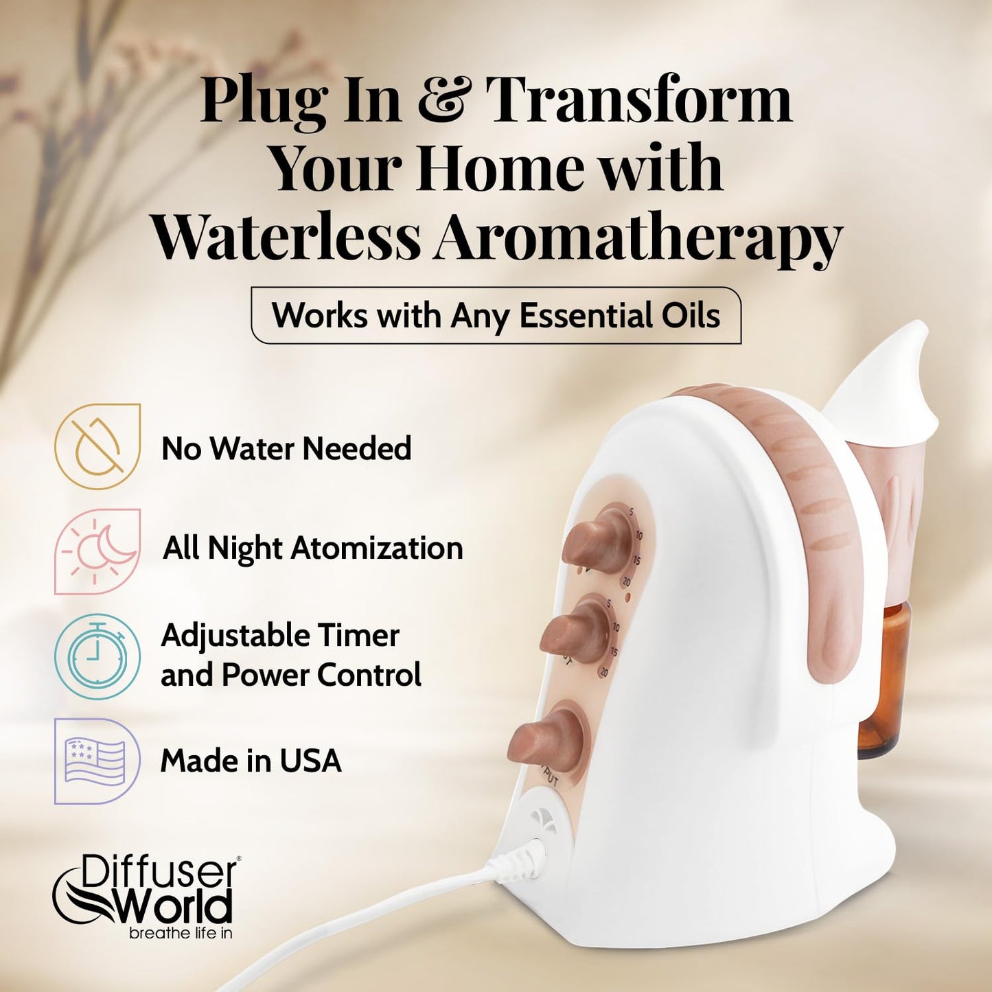 Waterless Diffuser for Essential Oils 110V - Bronze | Made in USA