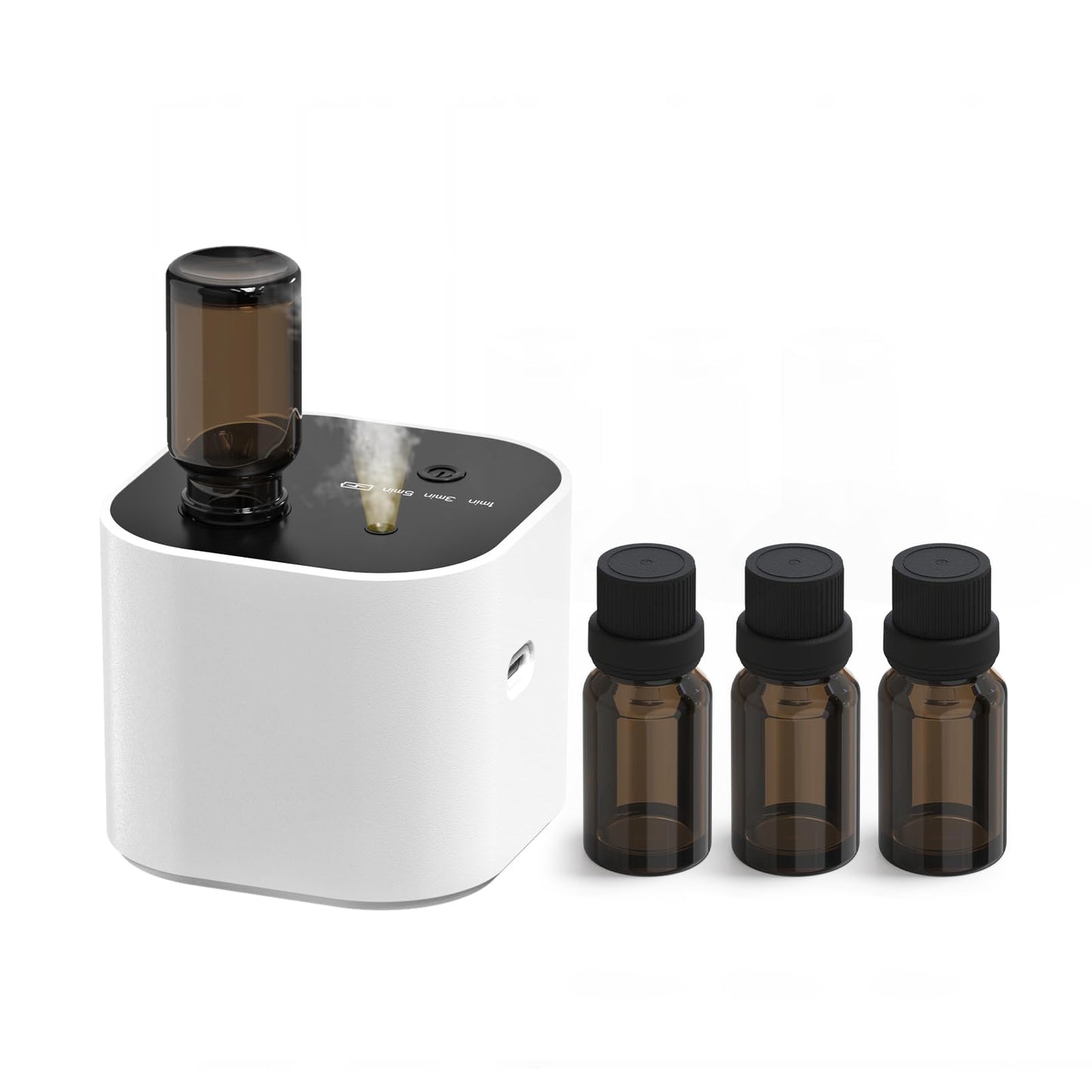 Waterless Battery-Operated Essential Oil Diffuser – 3 Mist Modes, 400 sq ft, White