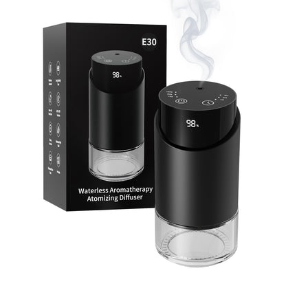 Waterless Essential Oil Diffuser – Nano Mist, 600 sq ft, 100ml, Battery Powered (Black)