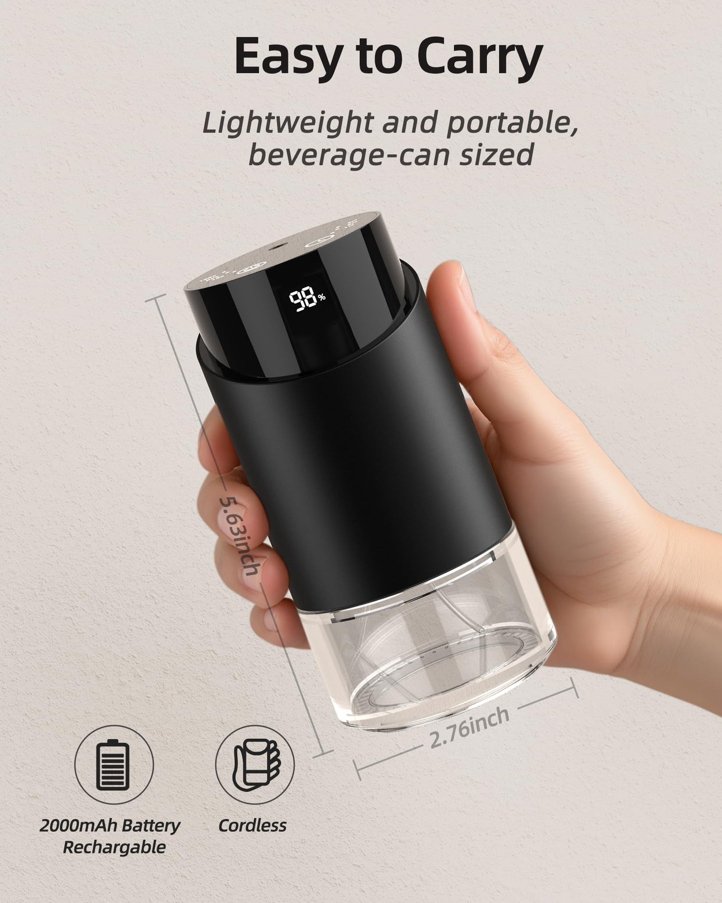 Waterless Essential Oil Diffuser – Nano Mist, 600 sq ft, 100ml, Battery Powered (Black)
