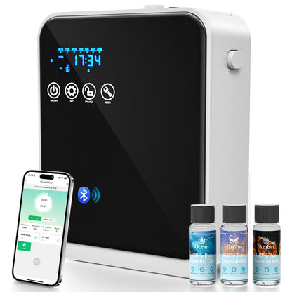 Waterless Essential Oil Diffuser - App Control, 1500 sq ft, 250ml, Black