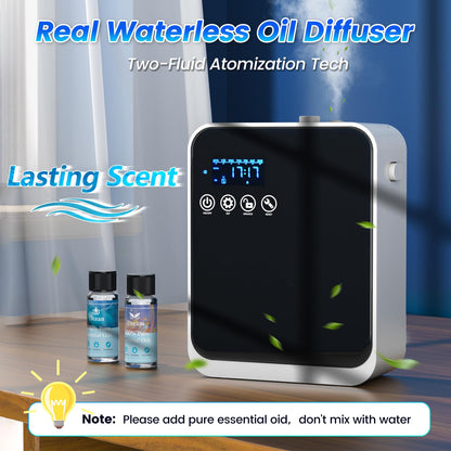 Waterless Essential Oil Diffuser - App Control, 1500 sq ft, 250ml, Black