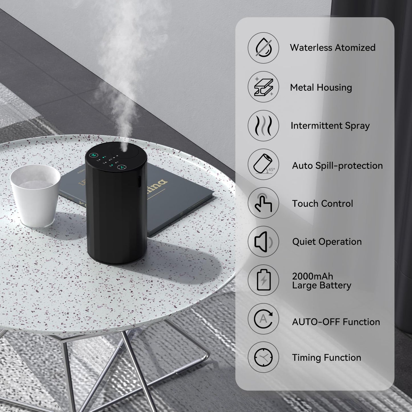 Waterless Essential Oil Diffuser – Portable Nebulizer (Black)
