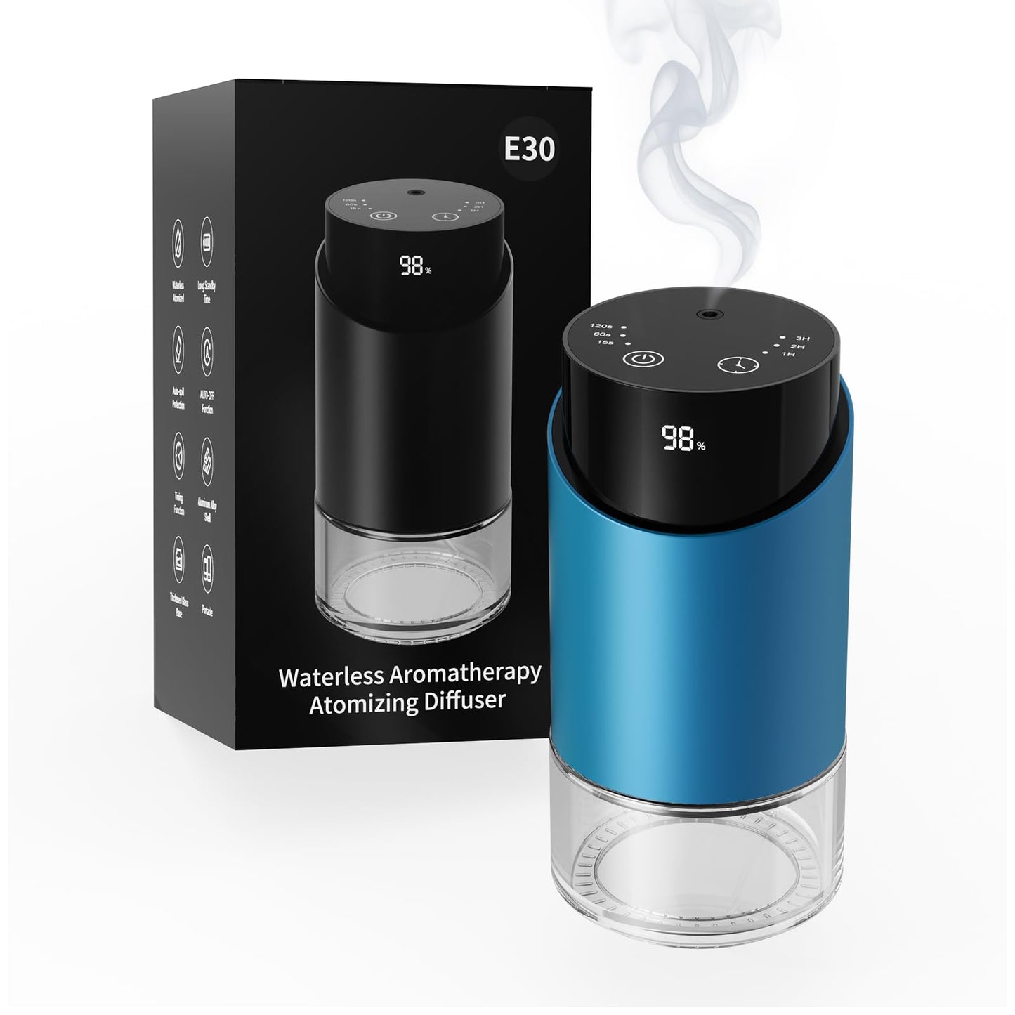 Waterless Essential Oil Diffuser - 100ml, 600 sq ft, Blue