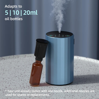 Waterless Essential Oil Diffuser – Portable Nebulizing Diffuser for Home, Car, Office | Battery-Operated Blue