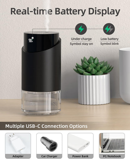 Waterless Essential Oil Diffuser – Battery-Operated Mini Diffuser for Home, Office, Car | 3 Timers & 3 Mist Levels