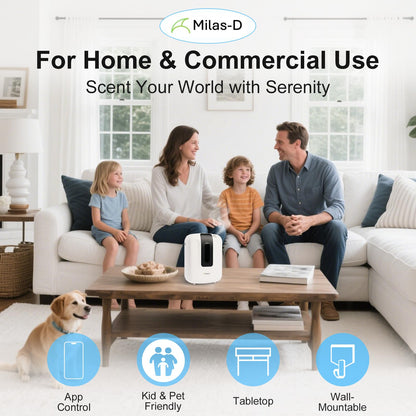 Waterless Essential Oil Diffuser for Home & Commercial – 13.5 fl oz, Up to 2000 sq ft | Milas-D