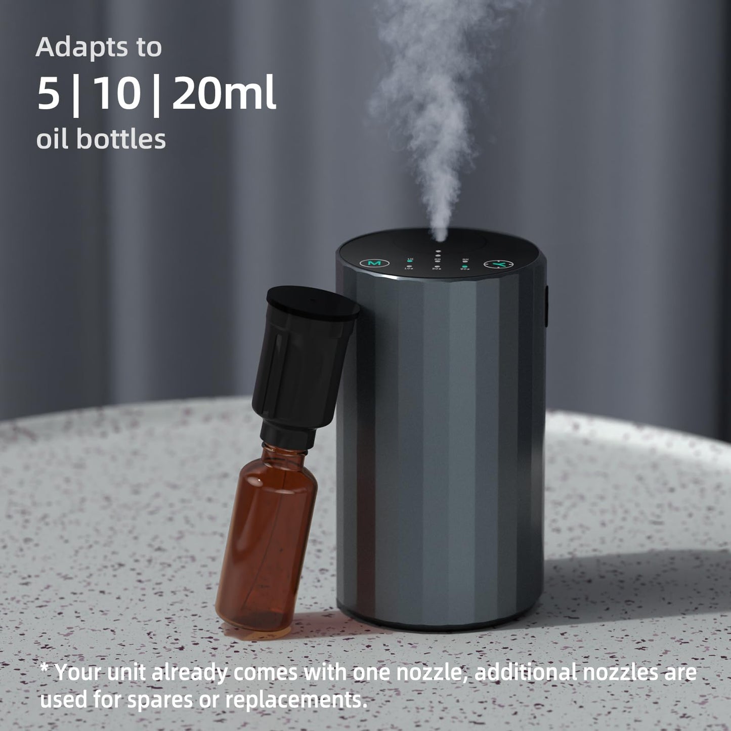 Waterless Essential Oil Diffuser - Portable Nano Mist (Grey) | Car, Desk, Home