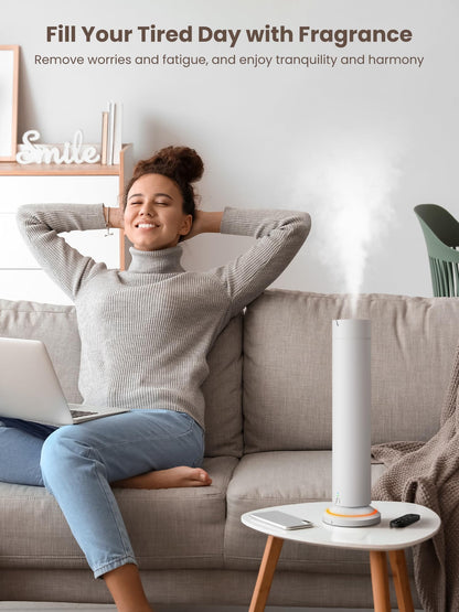 Waterless Scent Diffuser Kit – 5x20ml Essential Oils, App & Remote, Quiet Operation, Pet & Kid Friendly, Up to 1500 Sq Ft, White