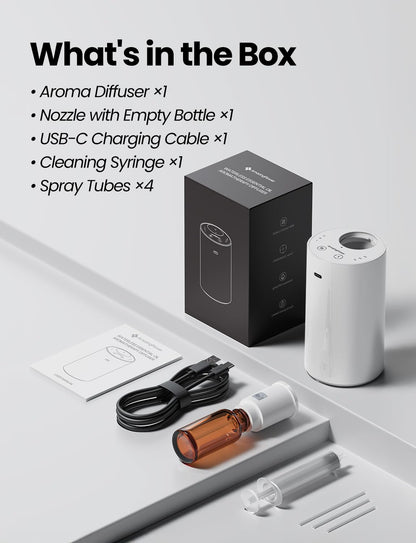 Waterless Essential Oil Diffuser | Portable Battery-Operated 20mL Mini Diffuser (White)