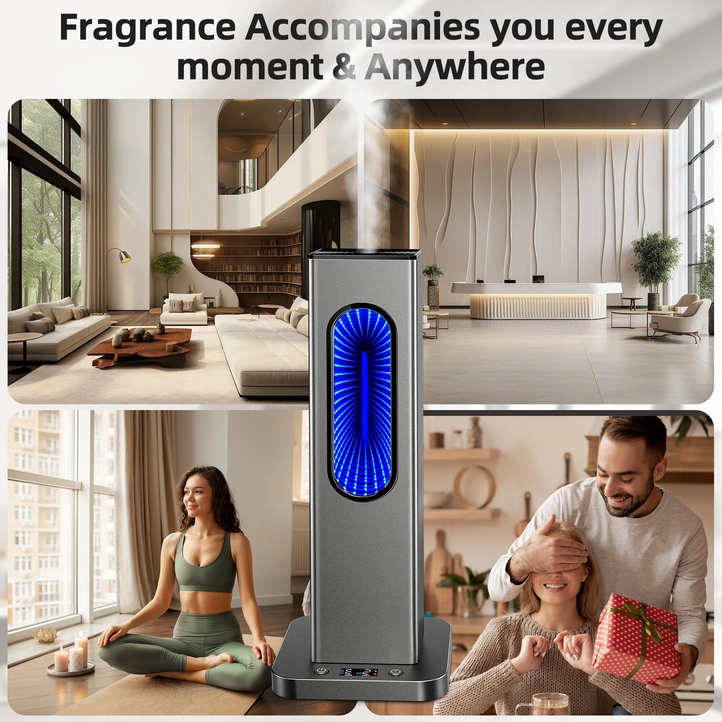 Waterless Essential Oil Diffuser - Rechargeable, App Remote, LCD