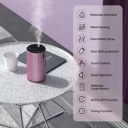 Waterless Essential Oil Diffuser – Portable Aromatherapy (Pink)