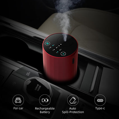 Waterless Essential Oil Diffuser – Red Portable Scent Diffuser for Home & Car