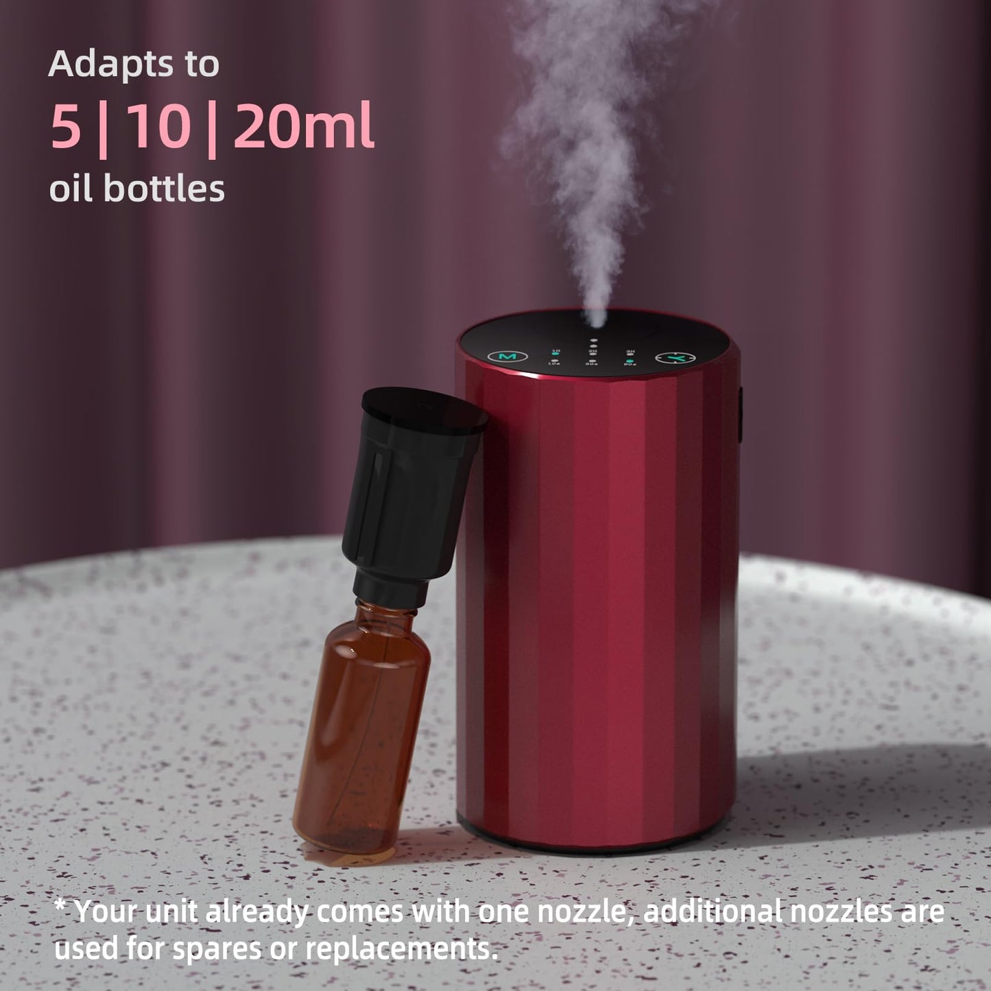 Waterless Essential Oil Diffuser – Red Portable Scent Diffuser for Home & Car