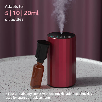Waterless Essential Oil Diffuser – Red Portable Scent Diffuser for Home & Car