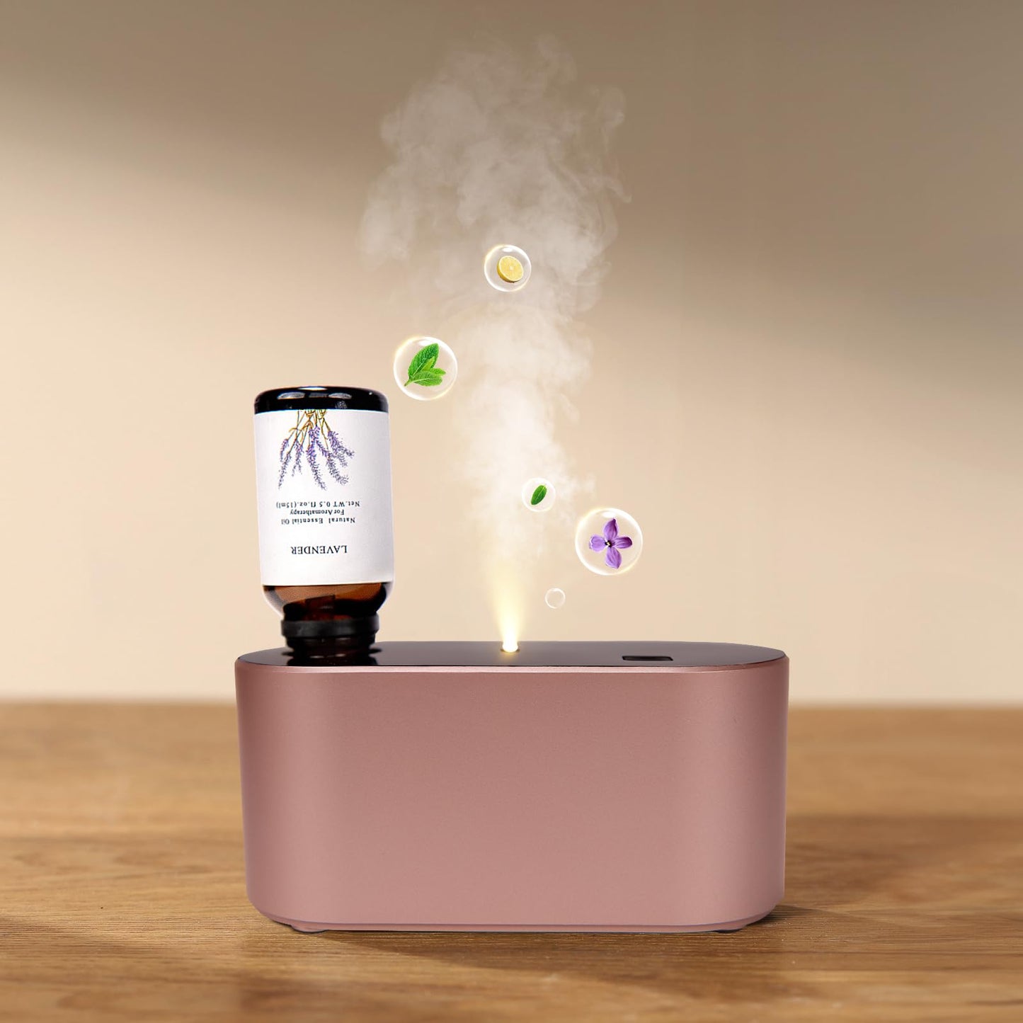 Waterless Diffuser for Home Essential Oils — Rose Gold, 3 Mist Modes, Portable Aromatherapy (160-350 sq ft)