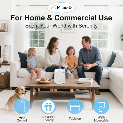 Waterless Essential Oil Diffuser for Home & Commercial Use — Large Rooms Up to 1500 sq ft | Bluetooth Milas-D (13.5 fl oz / 400 mL)