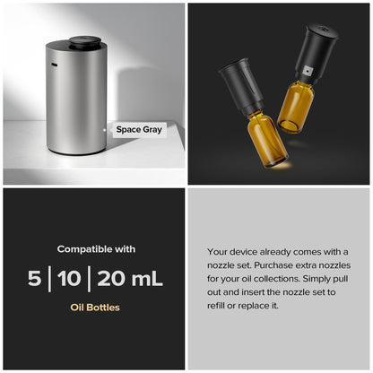 Waterless Essential Oil Diffuser Starter Kit — 30mL Ritz-C. Inspired Fragrance (Battery-Operated, Black ANX)