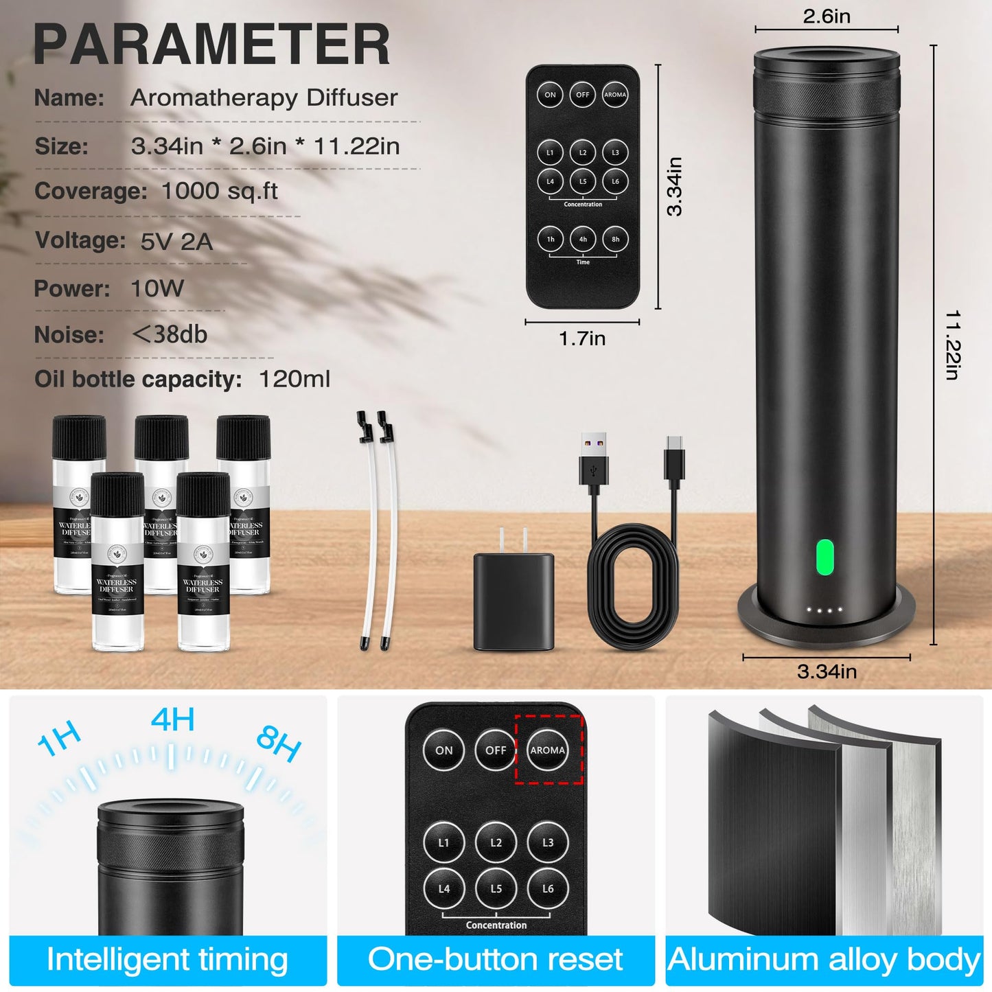 Waterless Scent Diffuser Starter Kit | Remote Control | 800 sq ft Coverage | Home & Hotel