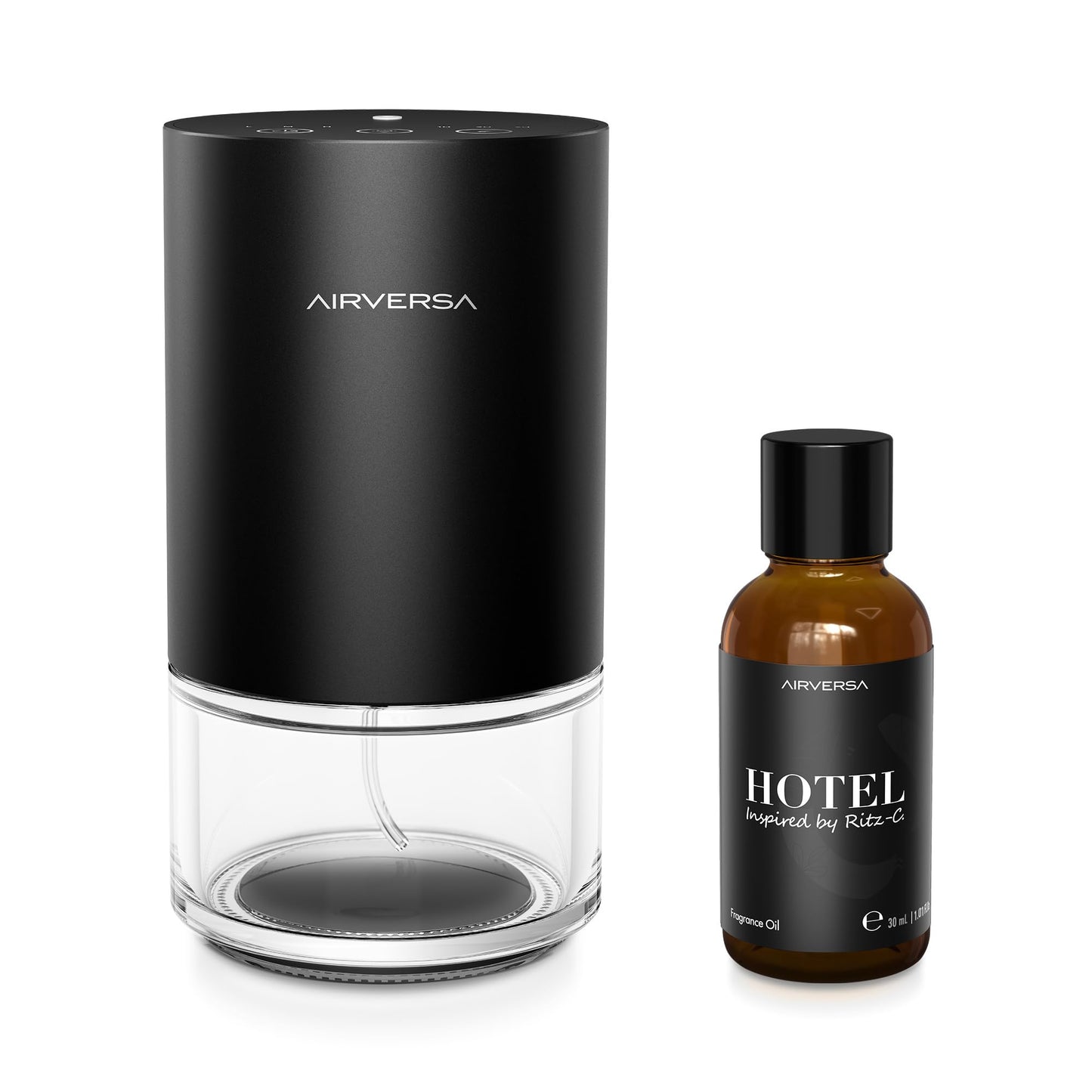Waterless Essential Oil Diffuser Starter Kit – 30mL Fragrance Oil, Battery-Operated, Black AN9