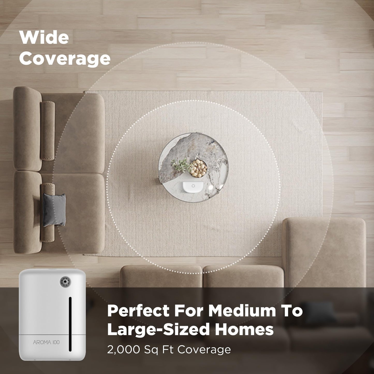 Waterless Essential Oil Diffuser White | App-Controlled Scent Machine for Home, Hotel & Office