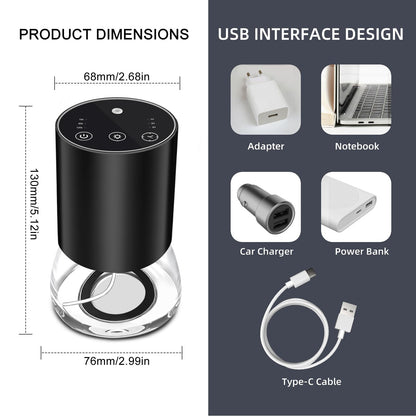Waterless Essential Oil Diffuser - Portable Nano Mist (Black-Glass)