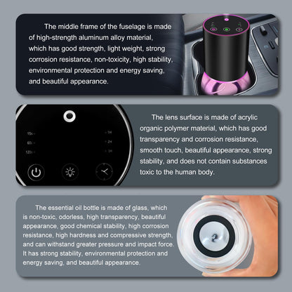Waterless Essential Oil Diffuser - Portable Nano Mist (Black-Glass)