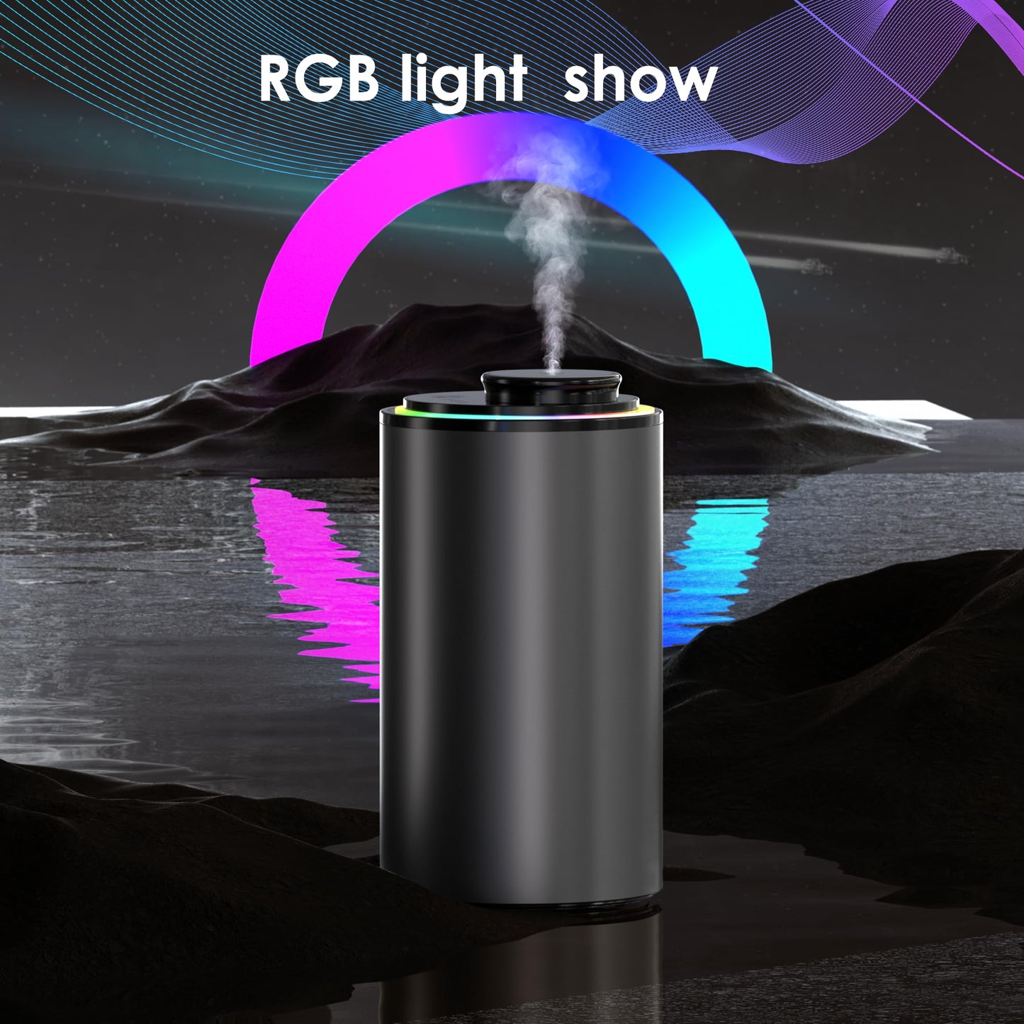 Waterless Essential Oil Diffuser – Portable Aromatherapy with Light Show (3 Timers) Black