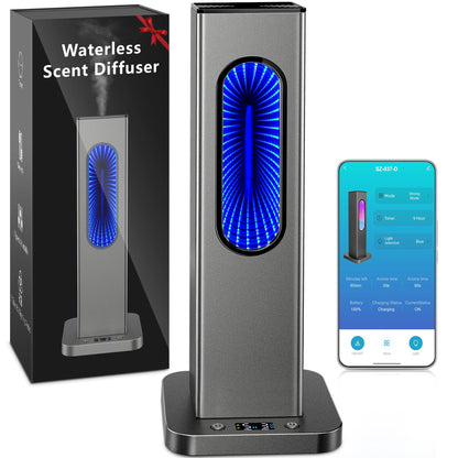 Waterless Essential Oil Diffuser - Rechargeable, App Remote, LCD