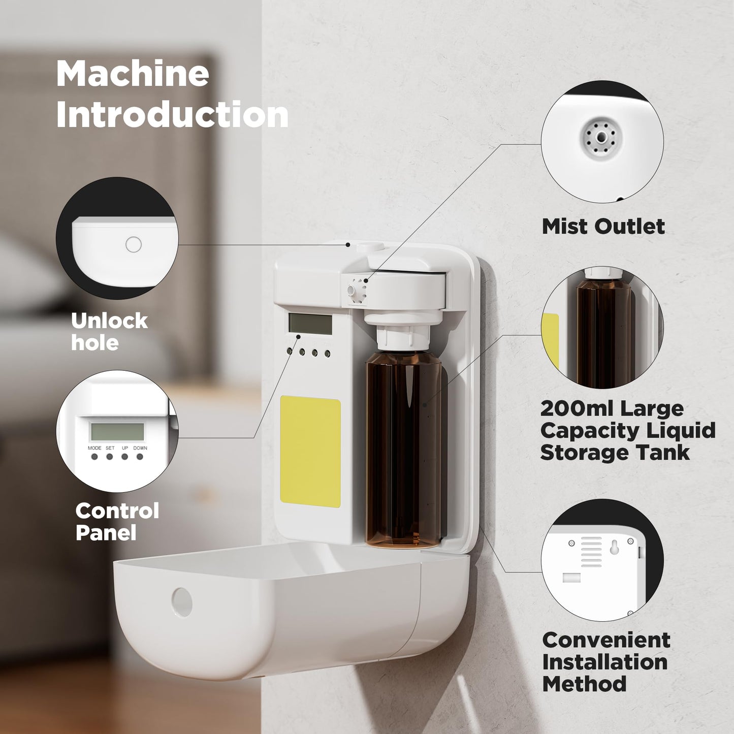 Waterless Essential Oil Diffuser White | App-Controlled Scent Machine for Home, Hotel & Office
